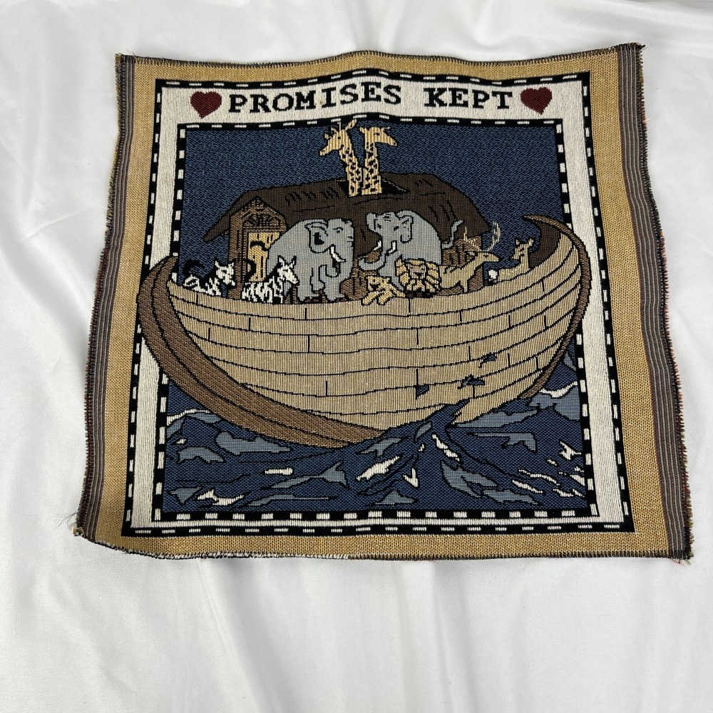 Noah's Ark Tapestry Wall Hanging‎ Promises Kept Vintage Textile Art Vibrant
